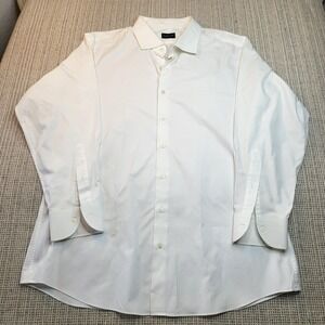 Proper Cloth Dress Shirt Mens 16 White 100% Cotton Spread Collar Long Sleeve